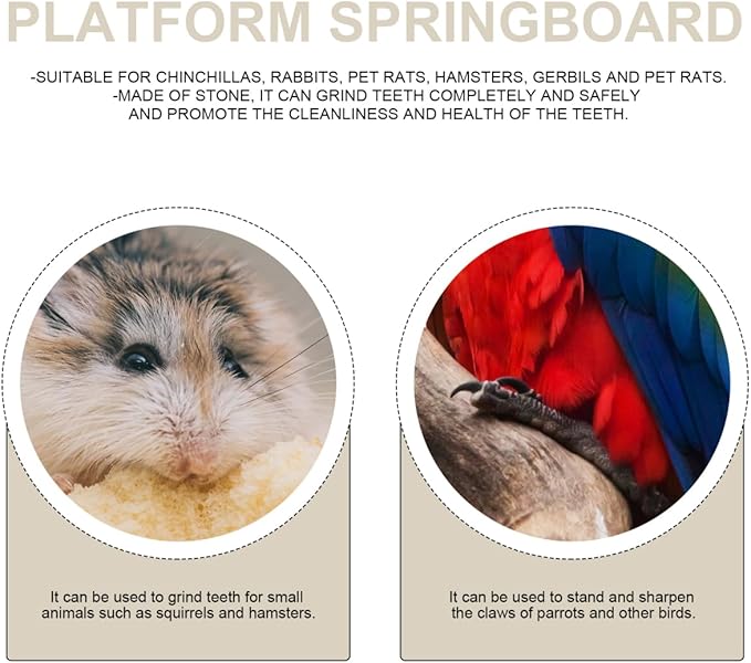 Toddmomy Hamster Cooling Stone Animal Calcium Grinding Stone Chew Toy for Hamster Squirrel and Other Pets for Health and Teeth Grinding