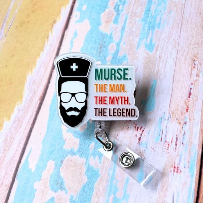 Murse Badge Reel Male Men Nurse Badge Reel ID Retractable Holder Alligator Clip Lanyard Nursing Nurses Reels Gift Funny Doctor Students Graduation Appreciation Supplies Week Accessories Office Gifts