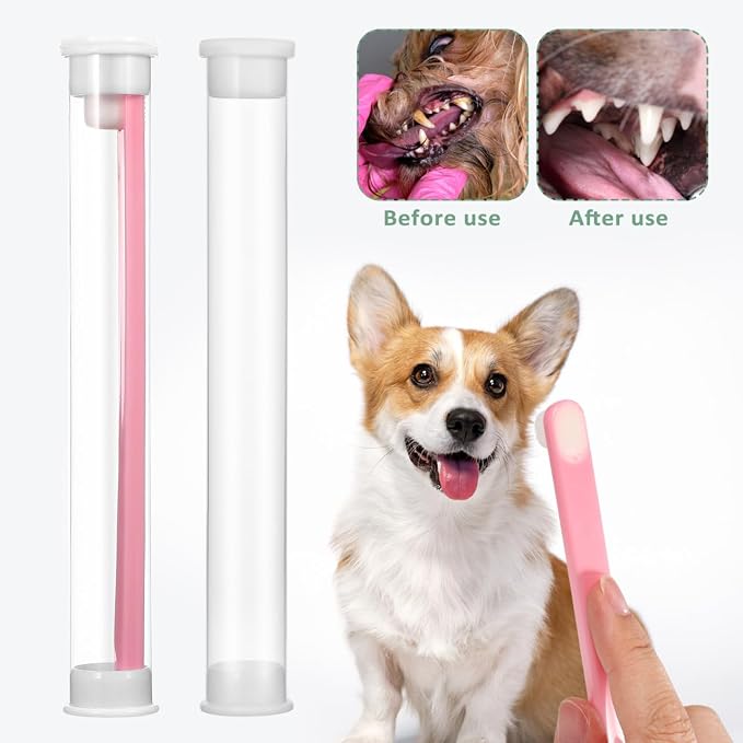 Pet Oral Cleaning Toothbrush Set - Soft Bristle Toothbrushes for Cats Dogs and Rabbits - Care for Sensitive Teeth - 3 Pack