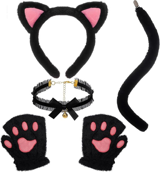choyaxo Cat Costumes Including Cat Ears and Tail Necklace Paw Gloves Animal Costume