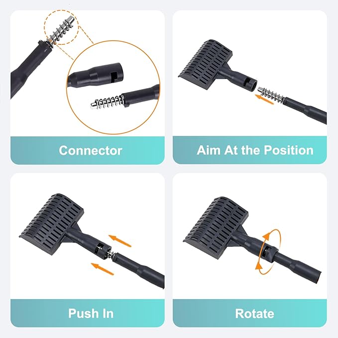Carefree Fish 4IN1 Aquarium Cleaning Tools Long Handle Adjustable Length 18~24Inch Fish Tank Cleaner Kit Algae Scraper Scrubber Brushes Set