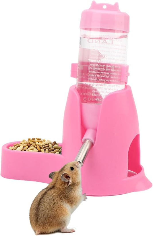 Litewoo 3 in 1 Hamster Water Bottle Small Animal Water Bottle with Food Container Base Hut Hanging Pet Automatic Feeding Drinking Dispenser for Dwarf Hamster Rats Mouse Gerbil Mice