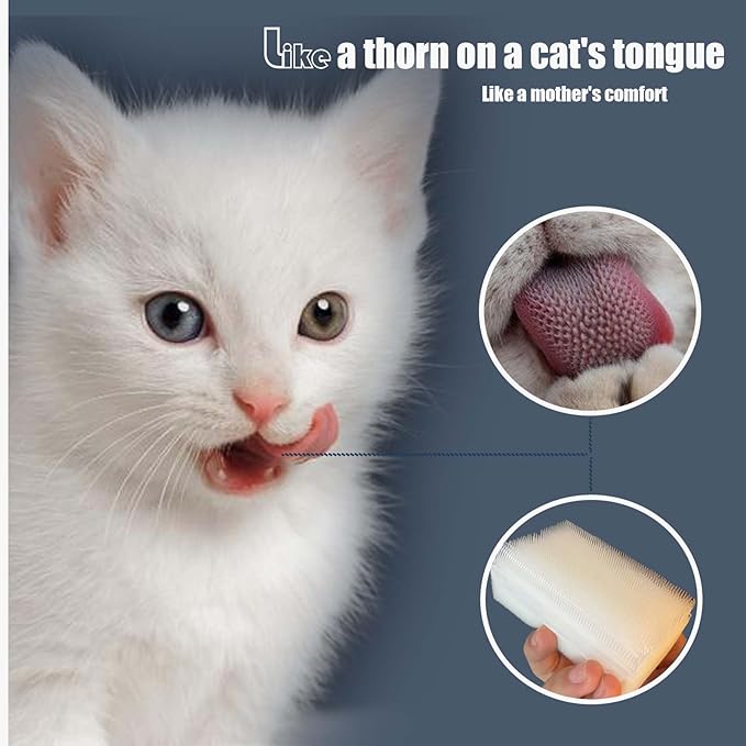 2PC Soft Cat Brush for Grooming - Gentle Cat Tongue Brush with1300+Barbed Serrations, Brushes for Sensitive Cats-Lightweight, gentle, Perfect for Daily Grooming&Enhancing Bonding (blue)