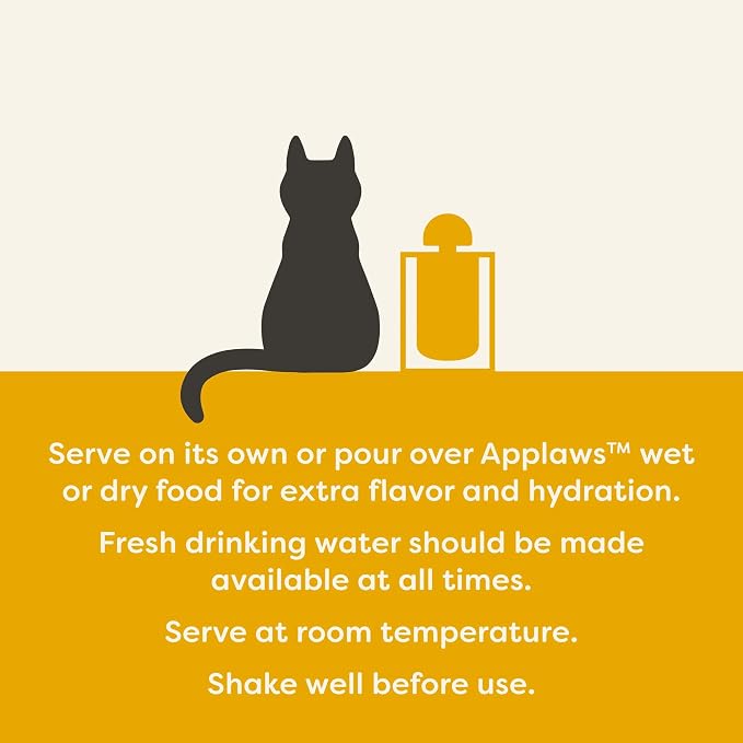 Applaws Chicken Breast Bone Broth Cat Food Topper 12-Pack, Lickable, High Protein, Limited Ingredient, Grain Free, No Fillers or Artificial Additives (12 x 3 oz Resealable Spout Pouches)