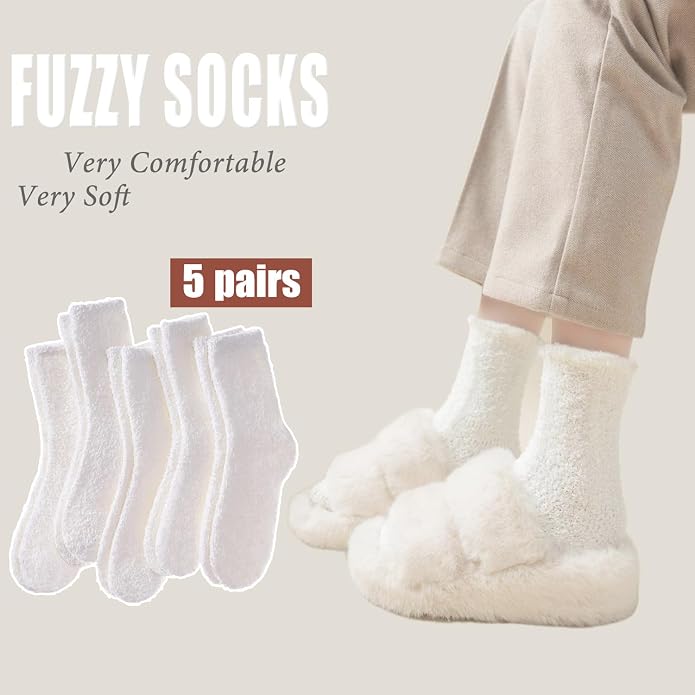 Ginmewrae Women Fuzzy Socks Cozy Soft Fluffy Cute Animal Slipper Socks Sleeping Warm Socks Christmas Gift for Girls