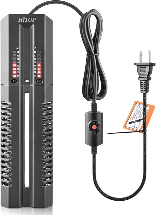 HITOP 400W 600W Submersible Aquarium Heater, Fish Tank Heater with External Controller and Cover, Large Heater for Seawater/Fresh Water Aquarium