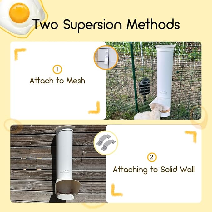 Automatic Chicken Feeder, 7lb Large PVC No Waste Chicken Feeder with Rain Cover, Weatherproof Solid Built Poultry Feeder, Easy to Install & Clean, Ideal for 4-6 Chickens