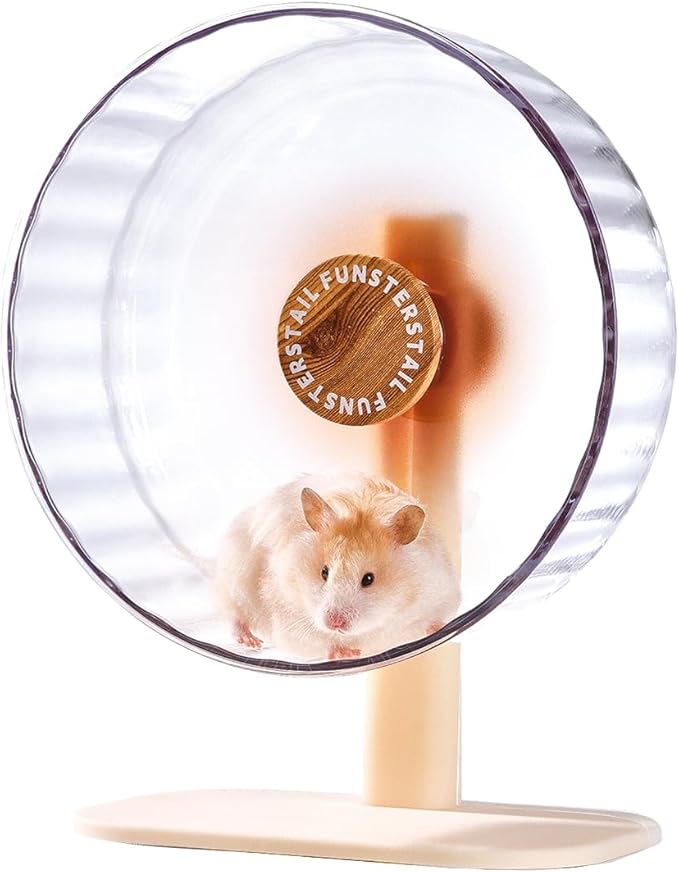 Super Silent Hamster Wheel 10.4 Inch, Magnetic Large Rat Wheel for Chinchilla, Gerbil, Guinea Pig, Cat, Mouse, Sugar Glider and Dwarf, Syrian Hamster Accessories (Wood Brown)