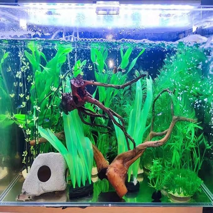 1Pcs Aquarium Decoration Green Plants Simulation Artificial Water Grass Fish Tank Decor Silicone Glowing Kelp Ornament Aquarium Accessories,Green,9.84in