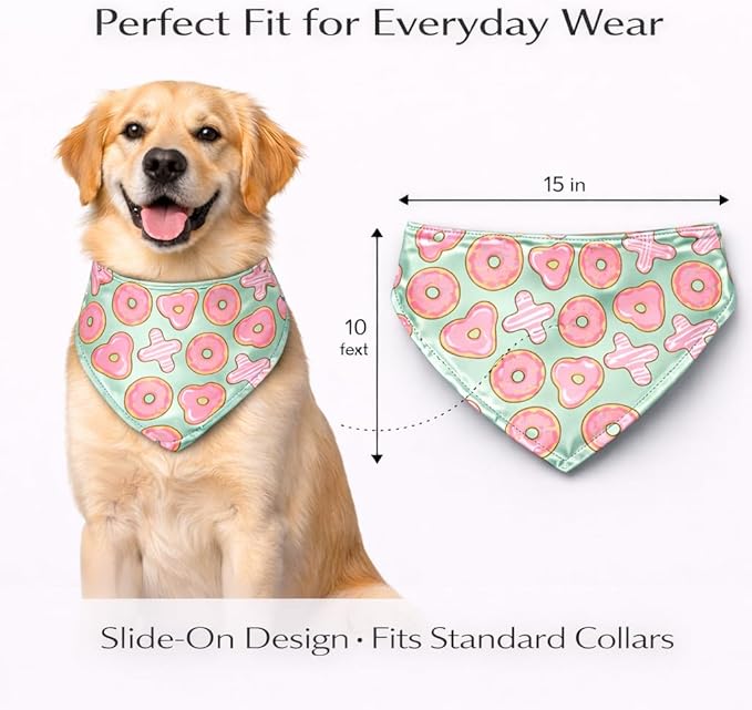 Luxury Satin Dog Bandana – Slip-On Collar Style, Premium Pet Scarf for Medium, Large & XL Dogs – Special Occasion Accessory (Collar Not Included) (Medium - Extra Large, XOXO)