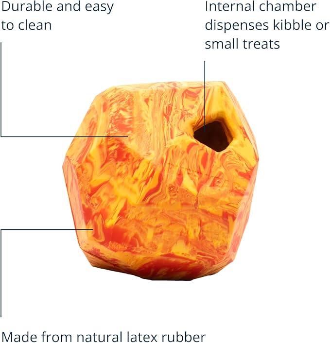 Ruffwear, Gnawt-a-Rock – Durable Interactive Dog Toy, Treat Dispensing, Made from Natural Latex Rubber, Perfect for Power Chewers, Salamander Orange