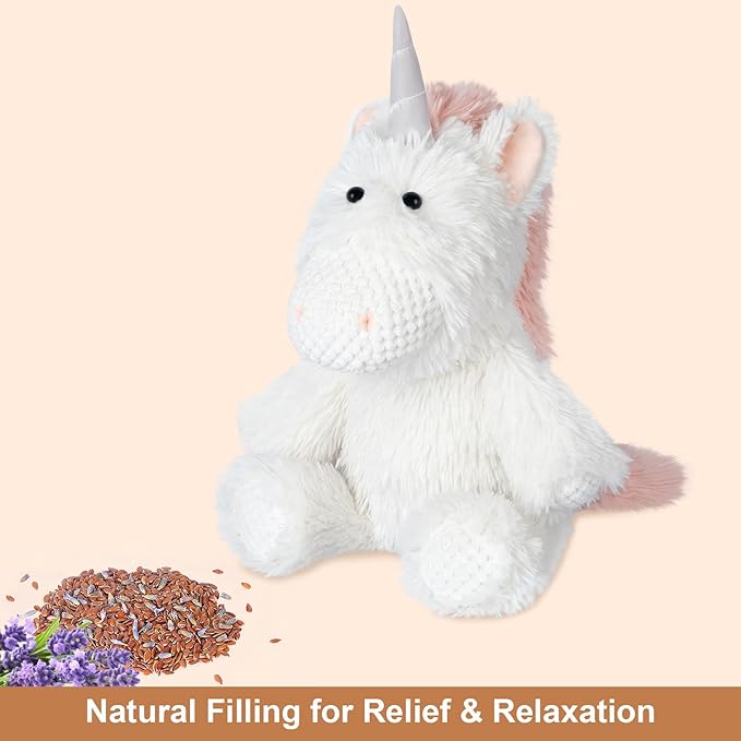 SuzziPals Coolable Warmable Unicorn Stuffed Animal, Microwavable Stuffed Animals Heating Pad for Soothing & Relaxation, Lavender Plushies for Stress Relief, Stuffed Unicorn Gifts for Girls