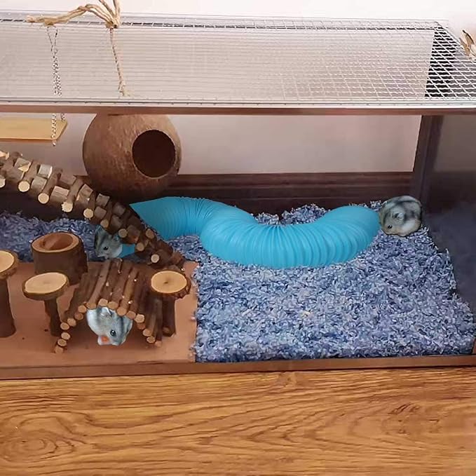 Plastic Hamster Tunnels,Small Animal Tubes,Foldable Exercising Training Ferrets Fun Tunnel Hamsters Hideout Tube 15 Pcs Pet Chew Toys for Guinea Pigs Chinchillas Rats Gerbils (Blue)