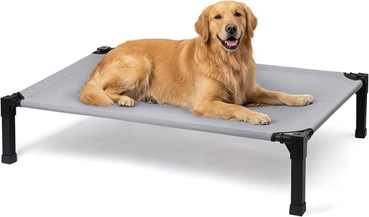 Niubya Elevated Outdoor Dog Bed, Cooling Elevated Pet Cot, Steel-Framed and Non-Slip Feet, Raised Dog Bed with Waterproof, Washable, Breathable Teslin Mesh, 51in