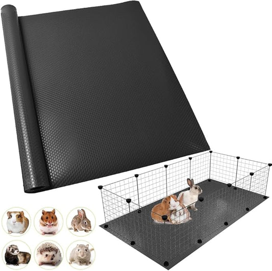 Washable Guinea Pig Bedding Cage Liner Waterproof Rabbit Bedding, Easily Cut to Suit Cage and Reusable Pads for Guinea Pigs, Rabbits, Hamsters, Gerbils, and Chinchillas,18"×79",1pcs, Black Mat