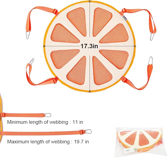Orange Shape Design Pet Hammock, Hanging Adjustable Small Pet Hammock for Puppy, Cat, Rats, Ferret, Bunny, Hammock Bed with 4 Metal Hooks Suitable for Cage/Chair/Car/Outdoor
