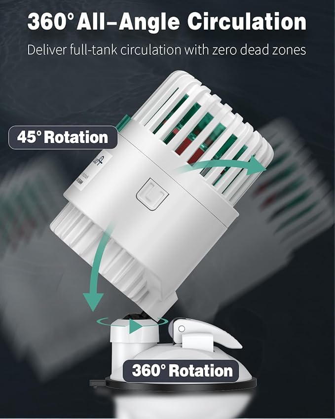 Pawfly Wave Maker for Aquarium, 1300 GPH Aquarium Powerhead, Quiet Submersible Wavemaker for 25-100 Gallon Fish Tanks, Water Circulation Pump with Strong Suction Cup Base