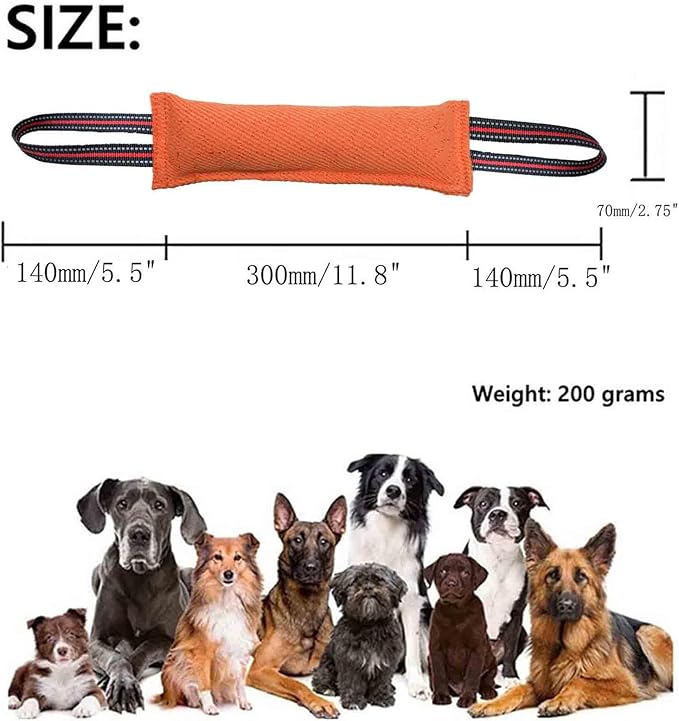 Clysoru Tug Toy for Dogs Tug of War Dog Toy with 2 Strong Red Band Handles Lasting Training Equipment Puppy to Large Dogs Interactive Toy Best for Tug of War Pull Indestructible Rope Toys (Orange)
