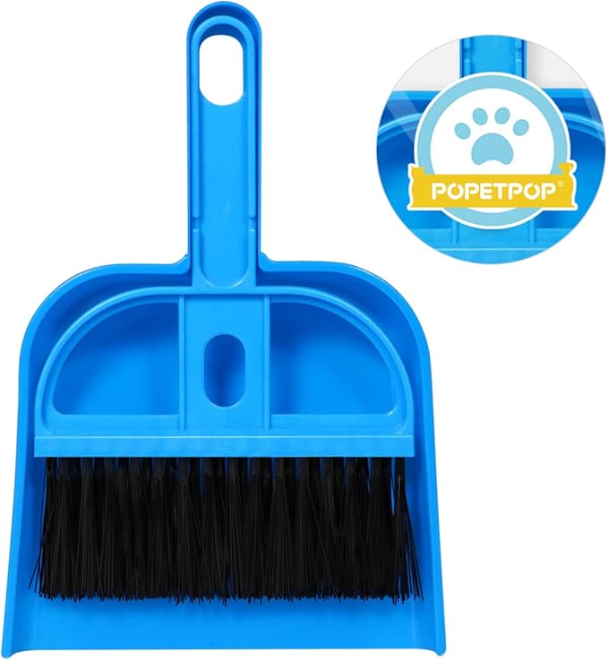 POPETPOP Mini Broom and Dustpan Set - Cage Cleaner for Guinea Pigs, Hedgehogs, Hamsters, Chinchillas, Rabbits, Reptiles - Guinea Pig Cage Cleaner Desk Cleaning Brush (Random Color)