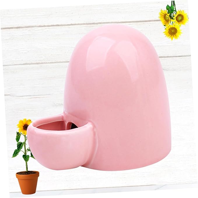 Milisten Small Pet Automatic Feeder and Water Dispenser Ceramic Bowl for Hamsters Rabbits Guinea Pigs Self-Dispensing Waterer 4.33X3.54X2.95 Inch