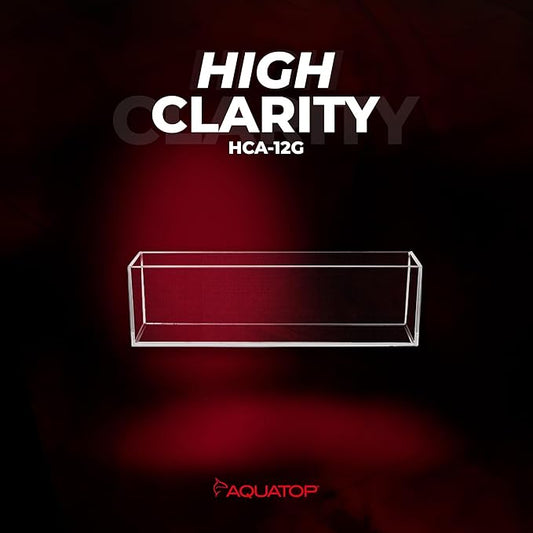 Aquatop High Clarity Glass Aquarium, Bookshelf Style 12 gal Fish Tank, 35.4 in x 8.25 in x 9.5 in, HCA-12G