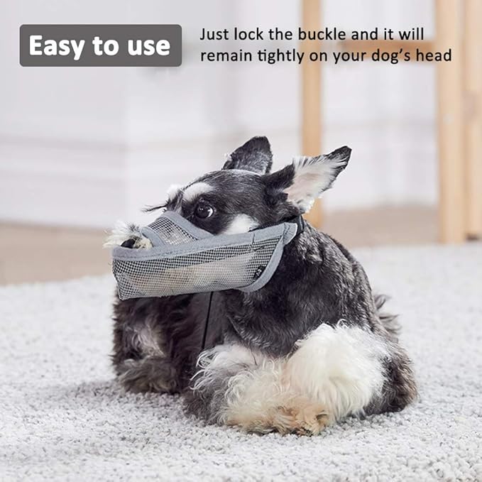 Crazy Felix Nylon Dog Muzzle for Small Medium Large Dogs Poodle Labrador Golden Retriever Doberman, Air Mesh Breathable and Drinkable Pet Mouth Guard for Anti-Biting Chewing Scavenging(L, Grey)