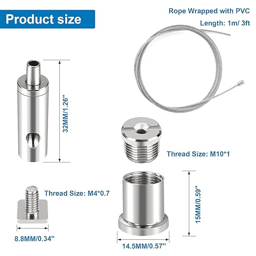 Ceiling Hanging Wire Cable Kit, 8 Sets LED Light Fixtures Hanging System Kit, Aquarium Light Hanging Kit, Adjustable Wire Rope for Panel, Pendant, Chandelier, Suspension Light Fixture