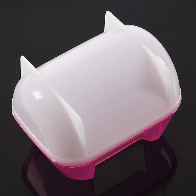 Pink White Small Hamsters Bathing Sand Cage Pet Bathroom 10 x 7 x 7cm