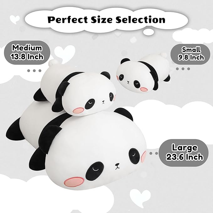 Finebee Weighted Panda Stuffed Animals, Cute Weighted Panda Plush, Soft Comfort Stuffed Weighted Plushie Pillow Gifts for Kids & Adults (9.8" 0.8Lbs)