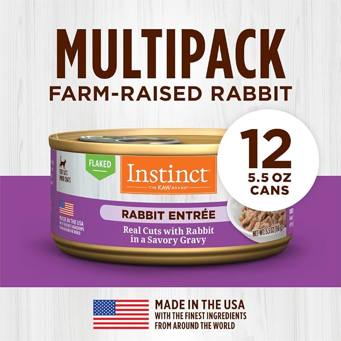 Instinct Flaked Entrée Wet Canned Cat Food - Rabbit, 5.5 Ounce (Pack of 12)