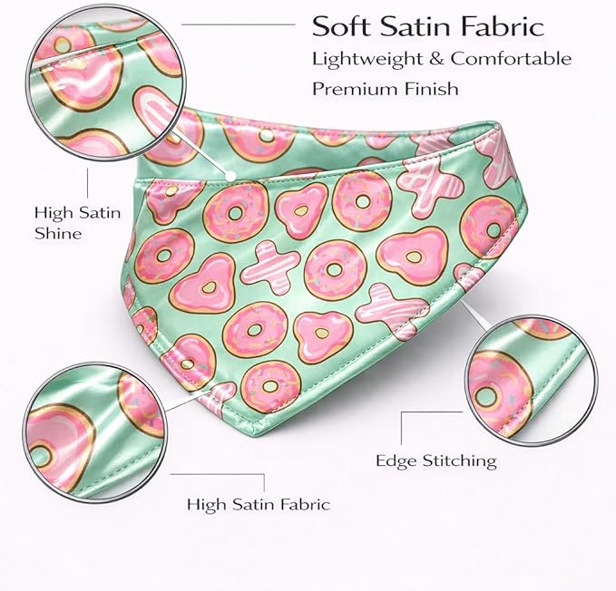 Luxury Satin Dog Bandana – Slip-On Collar Style, Premium Pet Scarf for Medium, Large & XL Dogs – Special Occasion Accessory (Collar Not Included) (Medium - Extra Large, XOXO)
