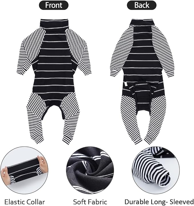 Dog Recovery Suit Abdominal Wound After Surgery Wear Prevent Licking Wounds E-Collar & Cone Alternatives Postoperative Shirt Dog Pajamas Long Sleeve Prevent Shedding (XXX-Large(Pack of 1), Black)