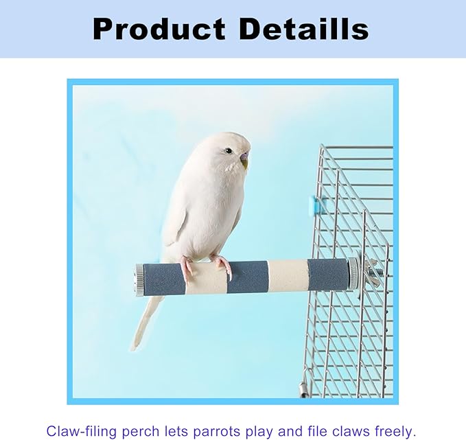 2 PCS Bird Stand Perch Toys for Parakeets,360°Wooden Parrot Perch for Bird Cages, Interactive Spinning Toy to Expend Energy