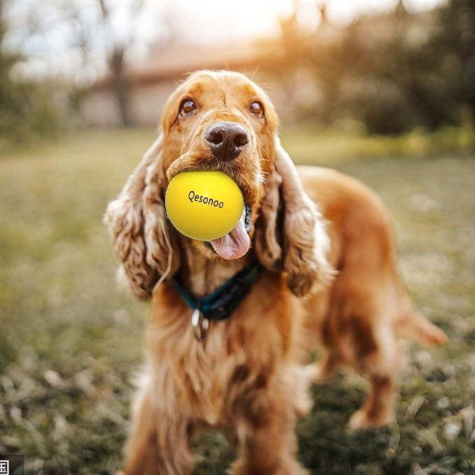 Dog Balls Indestructible,Solid Rubber Bouncy for Dogs Aggressive Chewers Large Breed,Non-Toxic&Floating&High Elasticity,Durable Fetch Ball Medium to Chew,Play and Training. (Yellow)
