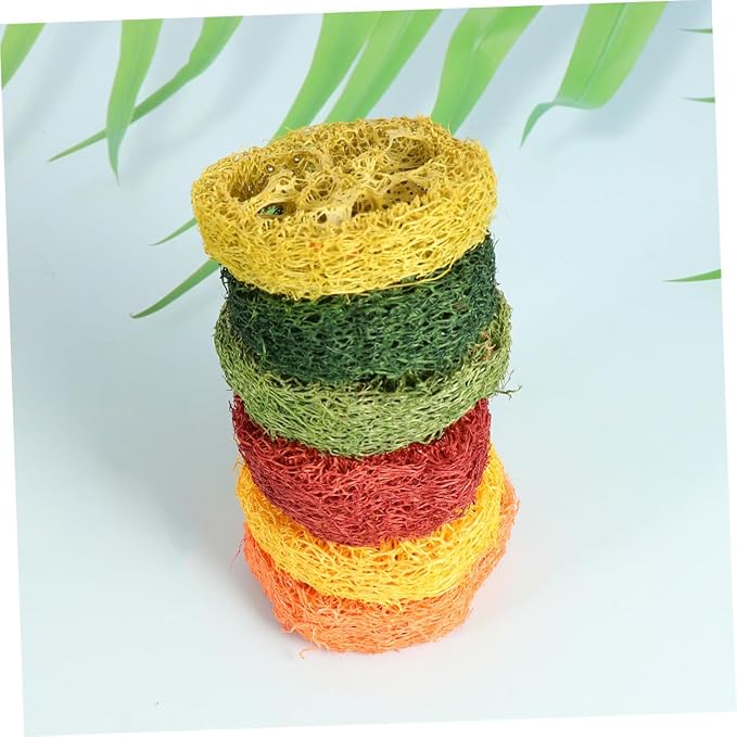 COLLBATH 6 Pcs Large Hamster Loofah Chew Lotus Root Slice Shape Pet Chewing for Rabbits and Small Animals Natural Molar Care Tools for Teeth Cleaning and Oral Health Random Color