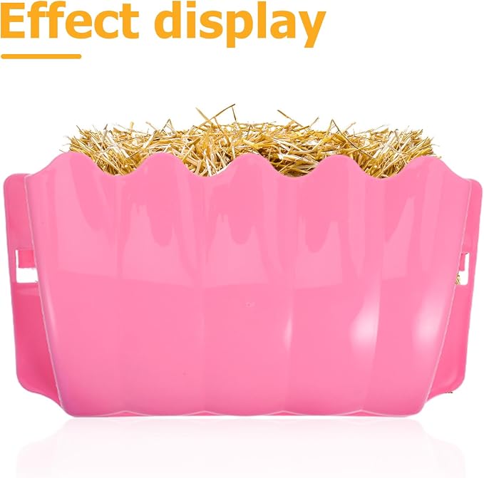 POPETPOP Small Animal External Grass Frames 2-Pack Hanging Hay Feeders for Rabbits Guinea Pigs Chinchillas Cage Accessories 9.64X5.51X2.55In Easy Installation Plastic Storage Racks