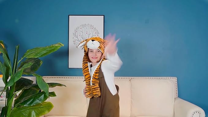 Bubblepompom Animal Hat with Ears Moving Jumping Pop Up Beating Hat Plush Holiday Cosplay Dress Up Funny Gift for Kids