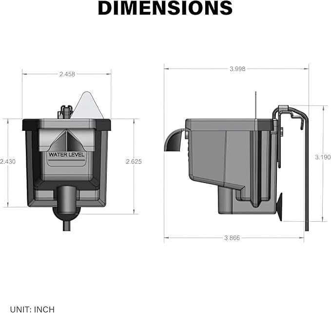 Koller Products Internal Power Filter for 1-Gallon to 3.5-Gallon Fish Tanks, 25GPH Flow Rate, Ideal for Tropical Fish Aquariums