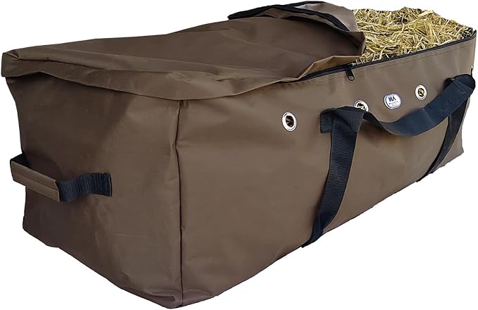 Majestic Ally 1200 D Nylon Fabric Large 44” x 20” x 16” and Extra Large 52" x 27" x21" Heavy-Duty Hay Bale Storage Bag (Brown, X-Large)