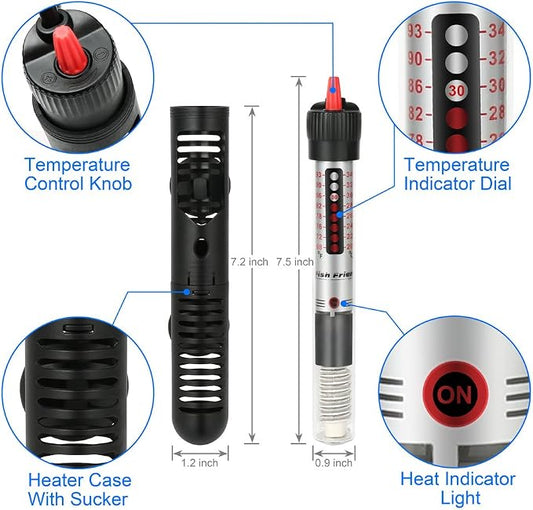 DaToo Aquarium Heater Fish Tank Heater Submersible 25 Watt, 1 Yr Warranty