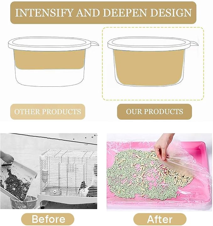Ouliget Disposable Rabbit Cage Liner Bag with Elastic,Portable Large Size Pet Litter Box Tidy Bags,Small Animal Universal Toilet Film for Bird Hamster Cat Hedgehog,50 Pieces