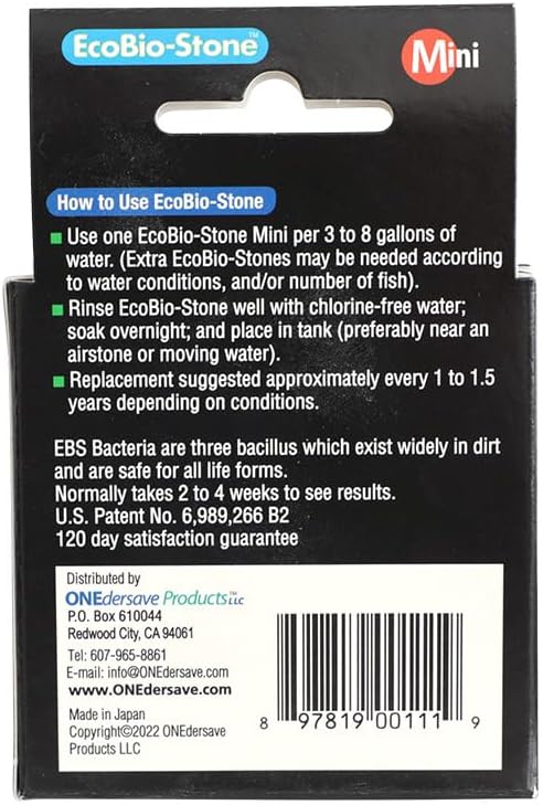EcoBio-Block Natural Volcanic Rock for Aquarium Water Clarity & Balance — Low-Maintenance Alternative to Weekly Additives — for Freshwater Fish, Turtles, Shrimp & Frogs (Mini, 3-8 gal)