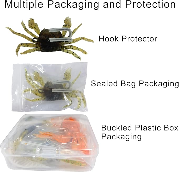 Saltwater Fishing Lures with Sharp Hooks, 3 Colors Crab Bait Soft Swimbait Stuff, Fish Bites Saltwater Bait