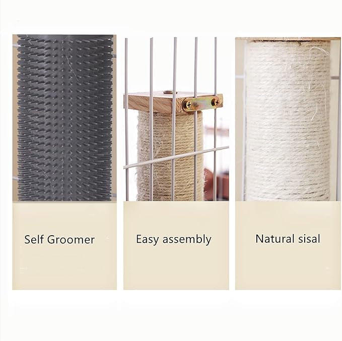SHENGOCASE 2-Pack Cat Scratching Post for Crate Cage, Cage Mounted Scratching Post with Self Groomer and Massager, Cat Kennel Playpen Accessories