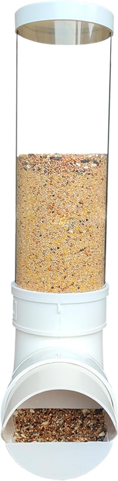 PVC Chicken Feeder,Outdoor Automatic Chicken Feeder,Chicken feeders no Waste,wall Mount Weatherproof Chicken Gravity Feeder (Transparent)