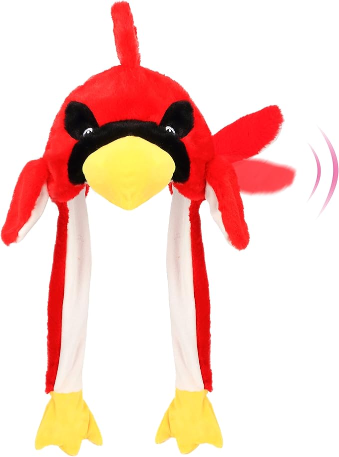 Bubblepompom Animal Hat with Ears Moving Jumping Pop Up Beating Hat Plush Holiday Cosplay Dress Up Funny Gift for Kids