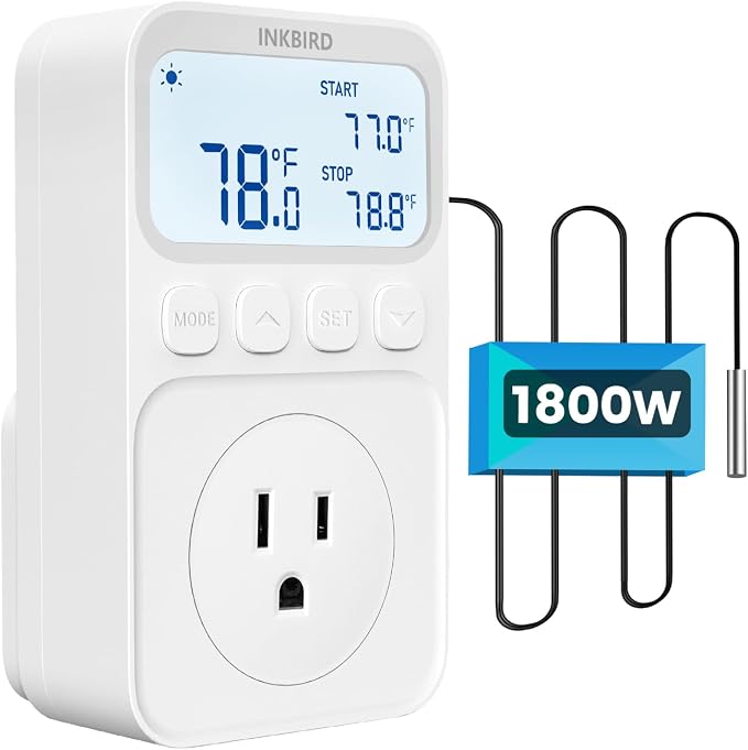 INKBIRD Plug in Thermostat 15A 1800W, Programmable Heating Cooling Digital Temperature Controller Timer for Window A/C Fan Heater Greenhouse Homebrewing Reptile