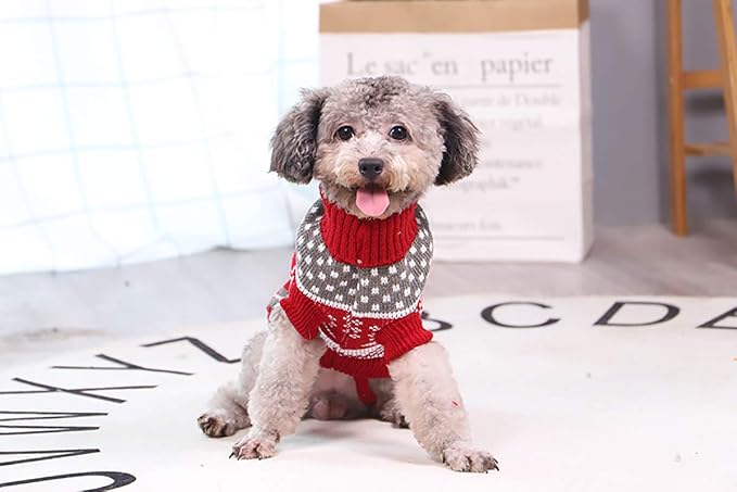 Dog Christmas Sweaters Pet Winter Knitwear Xmas Clothes Classic Warm Coats Reindeer Snowflake Argyle Sweater for Kitty Puppy Cat-L