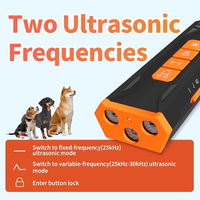 Dog Bark Deterrent Devices, Ultrasonic Dog Bark Deterrent, Ultrasonic Dual-Band, Correct Bad Behavior of Own or Neighbor's Dog, Dog Barking Silencer 23FT for Indoor Outdoor