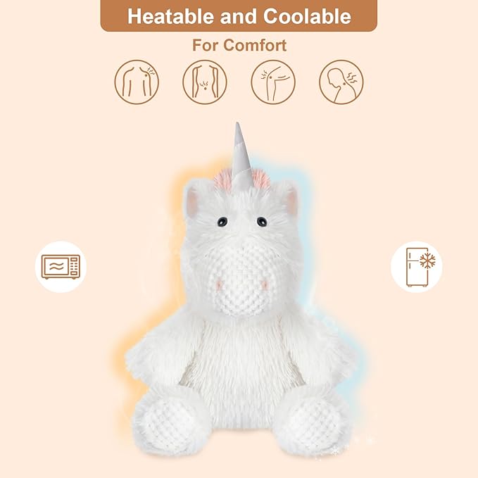 SuzziPals Coolable Warmable Unicorn Stuffed Animal, Microwavable Stuffed Animals Heating Pad for Soothing & Relaxation, Lavender Plushies for Stress Relief, Stuffed Unicorn Gifts for Girls